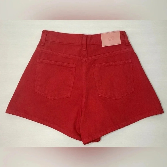 Over Rich Orange Denim High Waisted Shorts Size S - Picture 5 of 7